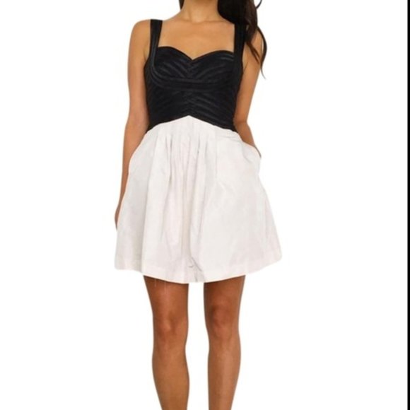 BCBGMaxAzria Satin Contrast Taffeta Dress - 8 - Picture 1 of 8